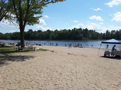 Sandy day-use beach at Fitzroy Provincial Park